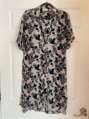 Anthropologie Maeve Floral Midi Dress - Sage, Blush & Black